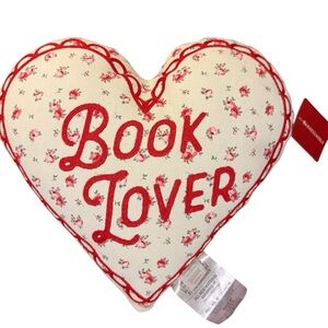Barnes and Noble Heart-Shaped Floral Book Lover Pillow